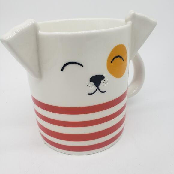 Parker Lane Figural Red Stripe Dog Coffee Cup Mug w/ Ears & Tail ~ 16 Oz ~ NEW - Picture 6 of 7